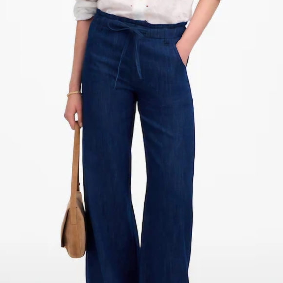 Madewell Denim - Madewell Wide Leg Chambray Pants NWT Size 27 Tie Waist Lightweight